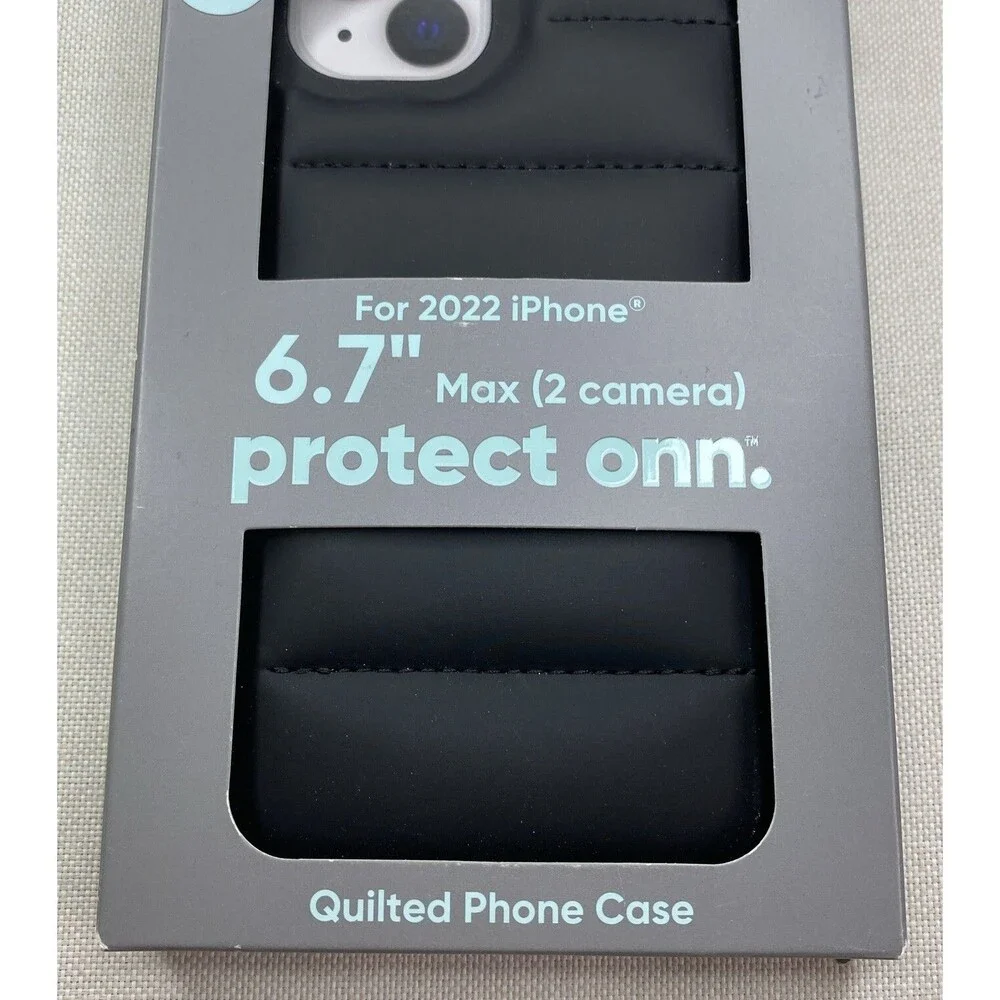 Puffer Phone Case for iPhone 14 Plus Black Quilted Luxe NEW